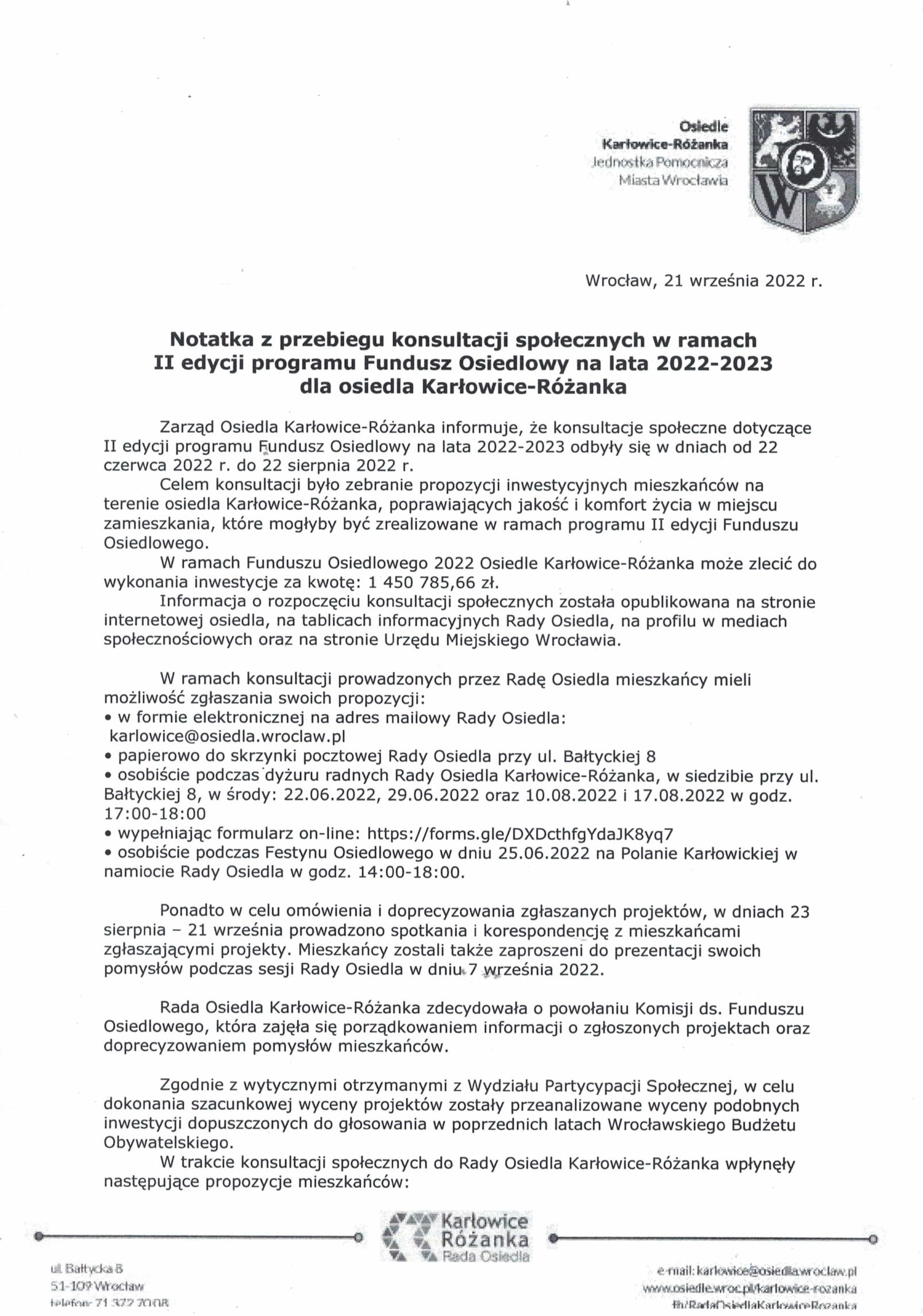 Notatka z konsultacji Karłowice Różanka Fundusz Osiedlowy 2022 1