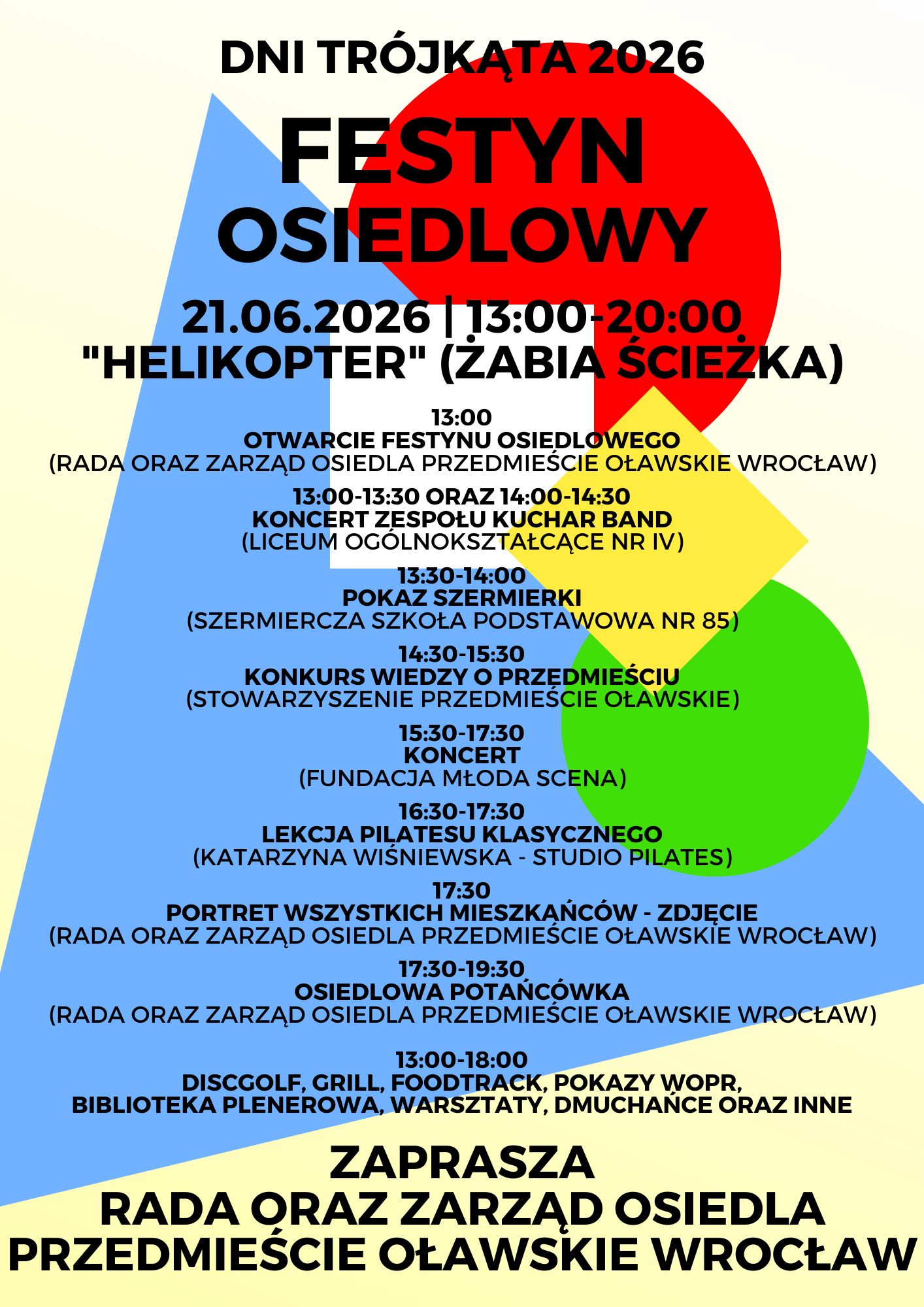 X DNI TRÓJKĄTA FESTYN OSIEDLOWY RADA ORAZ ZARZĄD OSIEDLA PRZEDMIEŚCIE OŁAWSKIE WROCŁAW