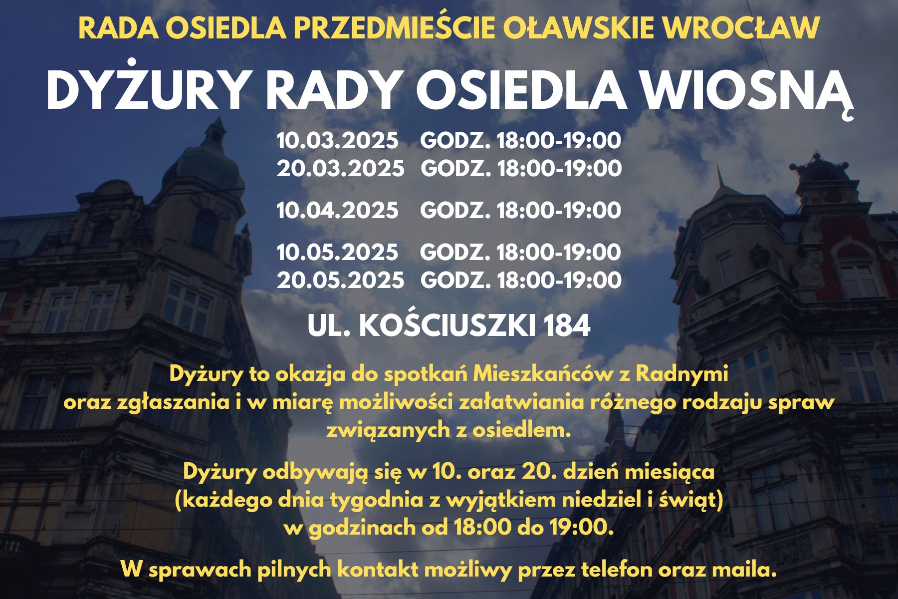 DYŻURY RADY OSIEDLA WIOSNA 2025