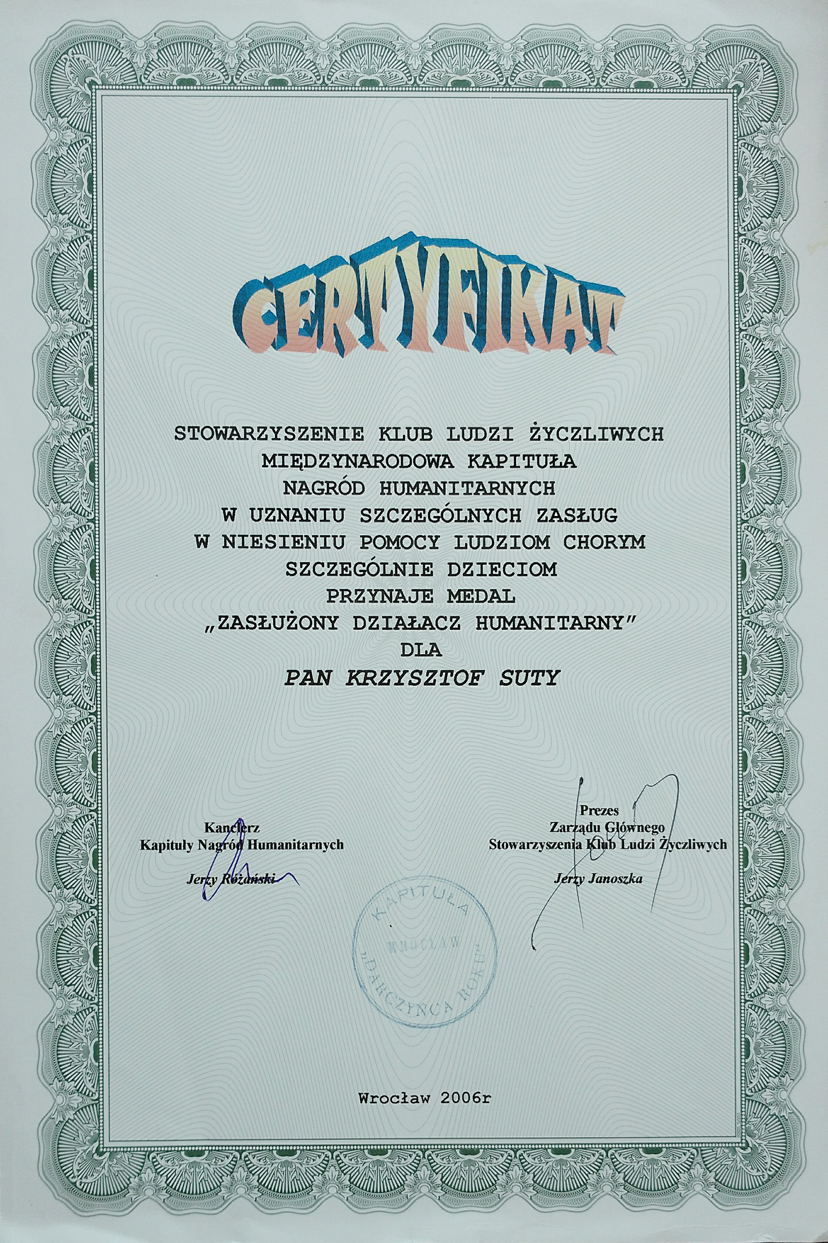 2006 certyfikat