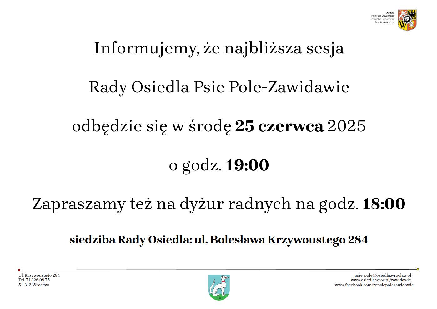 ogłoszenie o sesji 25.06.2025
